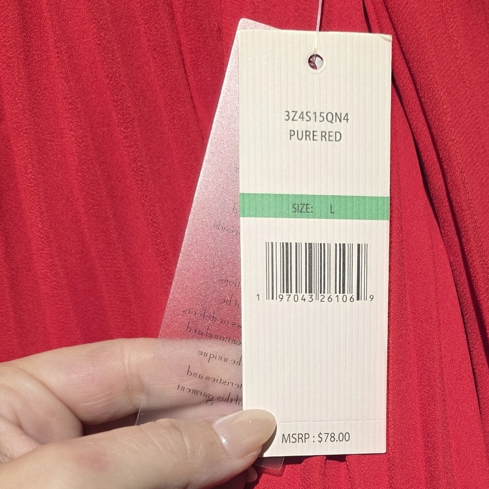 Nanette Lepore NWT Red Pleated Skirt Large - Waist Stretch 40 - Length - 31 - Picture 3 of 5